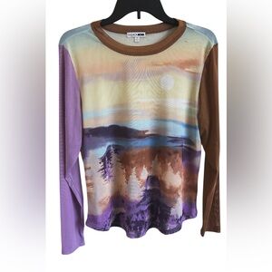 Fashion nova Multicolored Nature Printed mesh Top Western